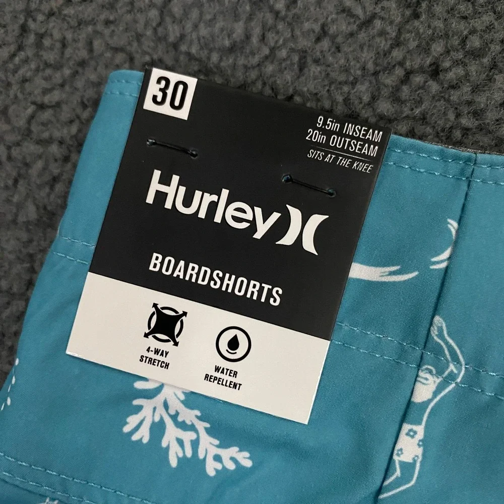 Hurley Deep Sea AOP Swim Board Short Mens 30 Blue Seadoo 9.5